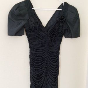 Ruched Black Cocktail Dress, Morton Myles